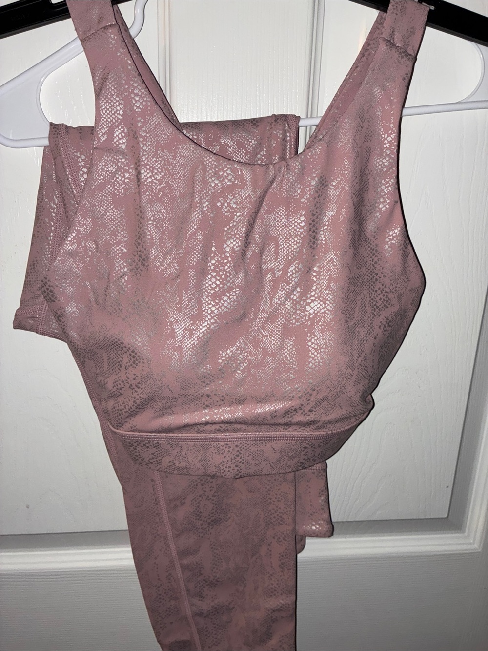 Women's Dusty Rose Snake-Print Workout Set